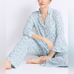 Kate Spade Light Blue Pajama Set Love Birds Floral Lightweight Loungewear XL